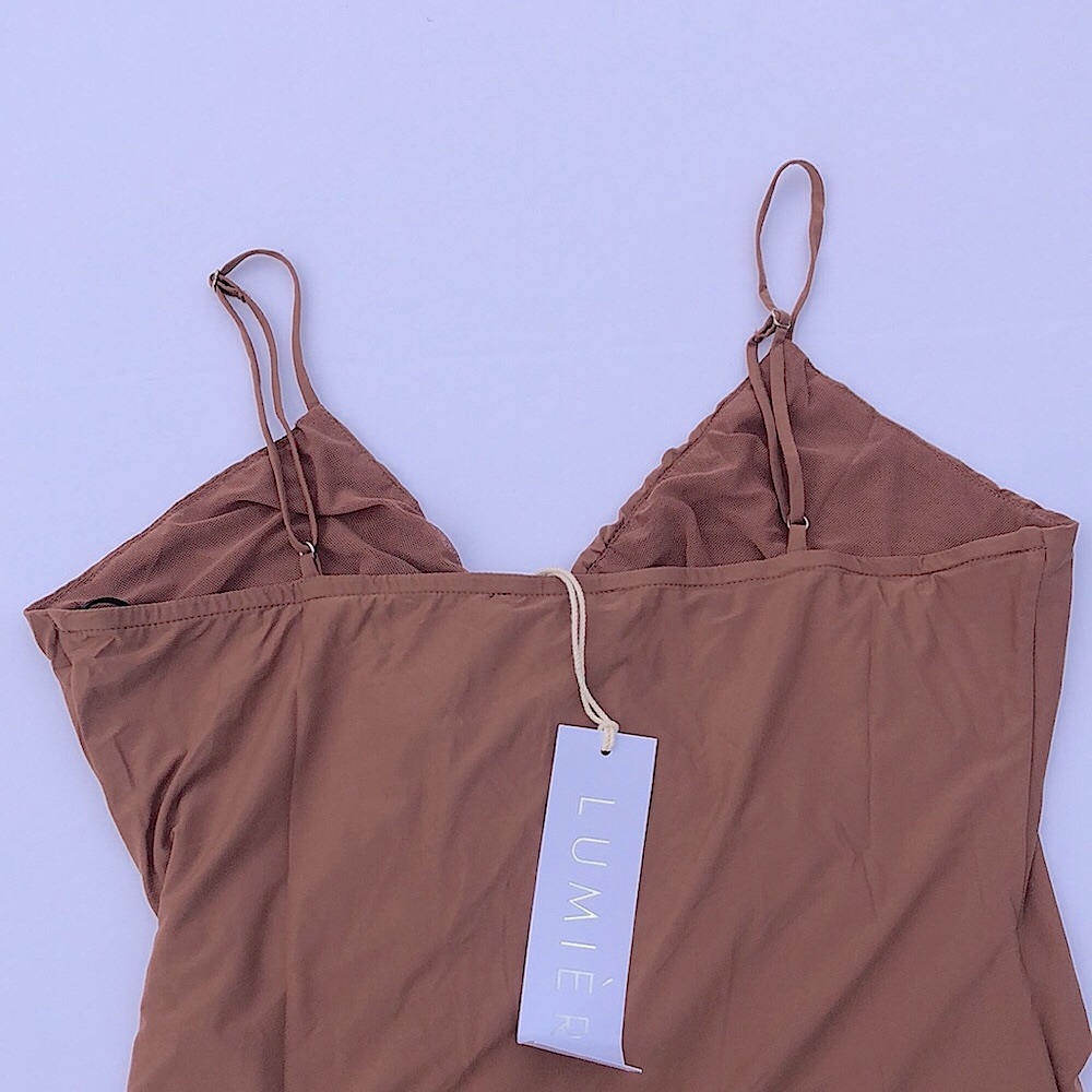 NWT Urban Outfitters Lumiere Spaghetti Strap Mini Dress In Cocoa Various… - Picture 6 of 8